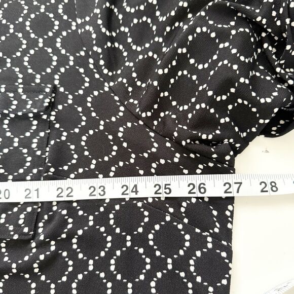 Catherines 2X Black White Geometric Short Sleeve Midi Dress Zip Front 22/24 - Picture 9 of 10